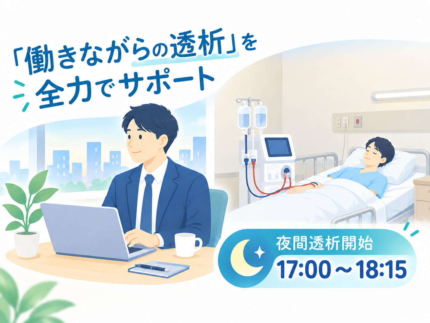 「働きながらの透析」を 全力でサポート